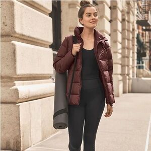 Athleta Maroon Downtown Puffer Jacket
